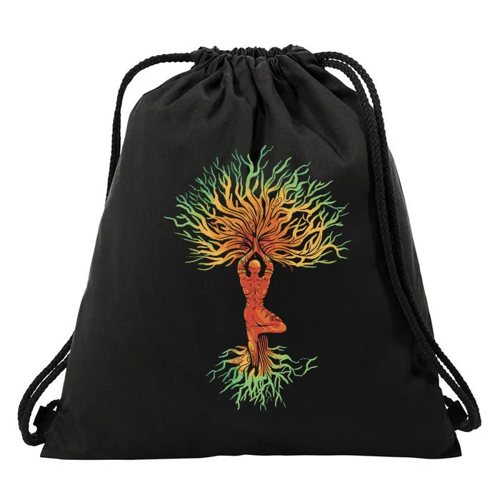 Nature Tree Of Life Yoga Colorful Drawstring Bag