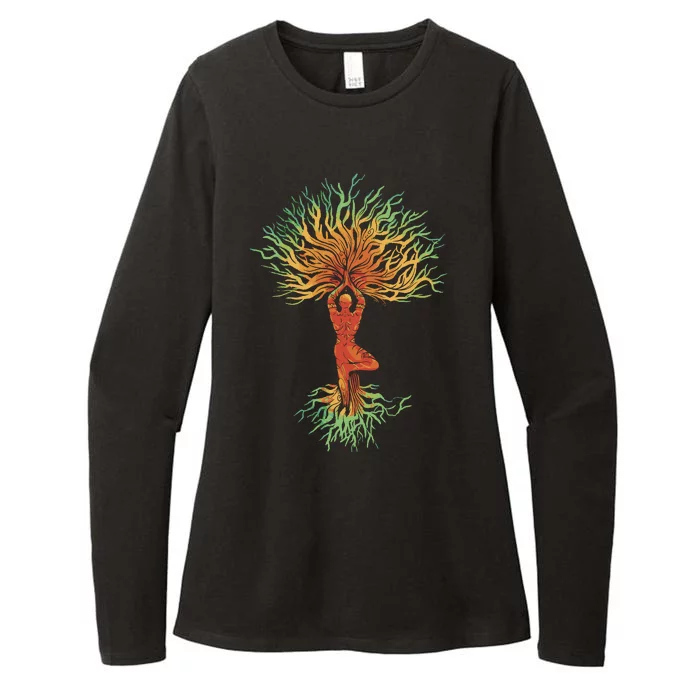 Nature Tree Of Life Yoga Colorful Womens CVC Long Sleeve Shirt