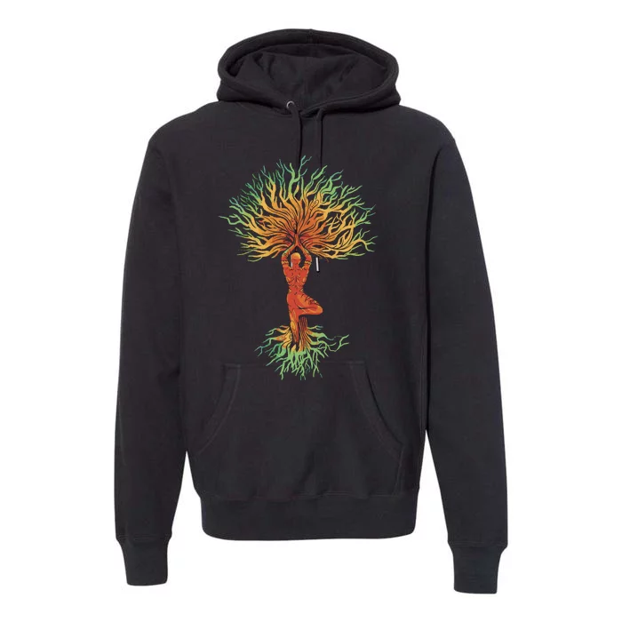 Nature Tree Of Life Yoga Colorful Premium Hoodie