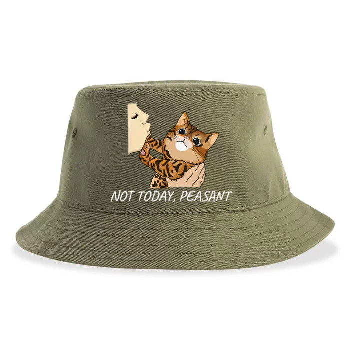 Not Today Peasant Funny Bengal Cat Unique Sustainable Bucket Hat