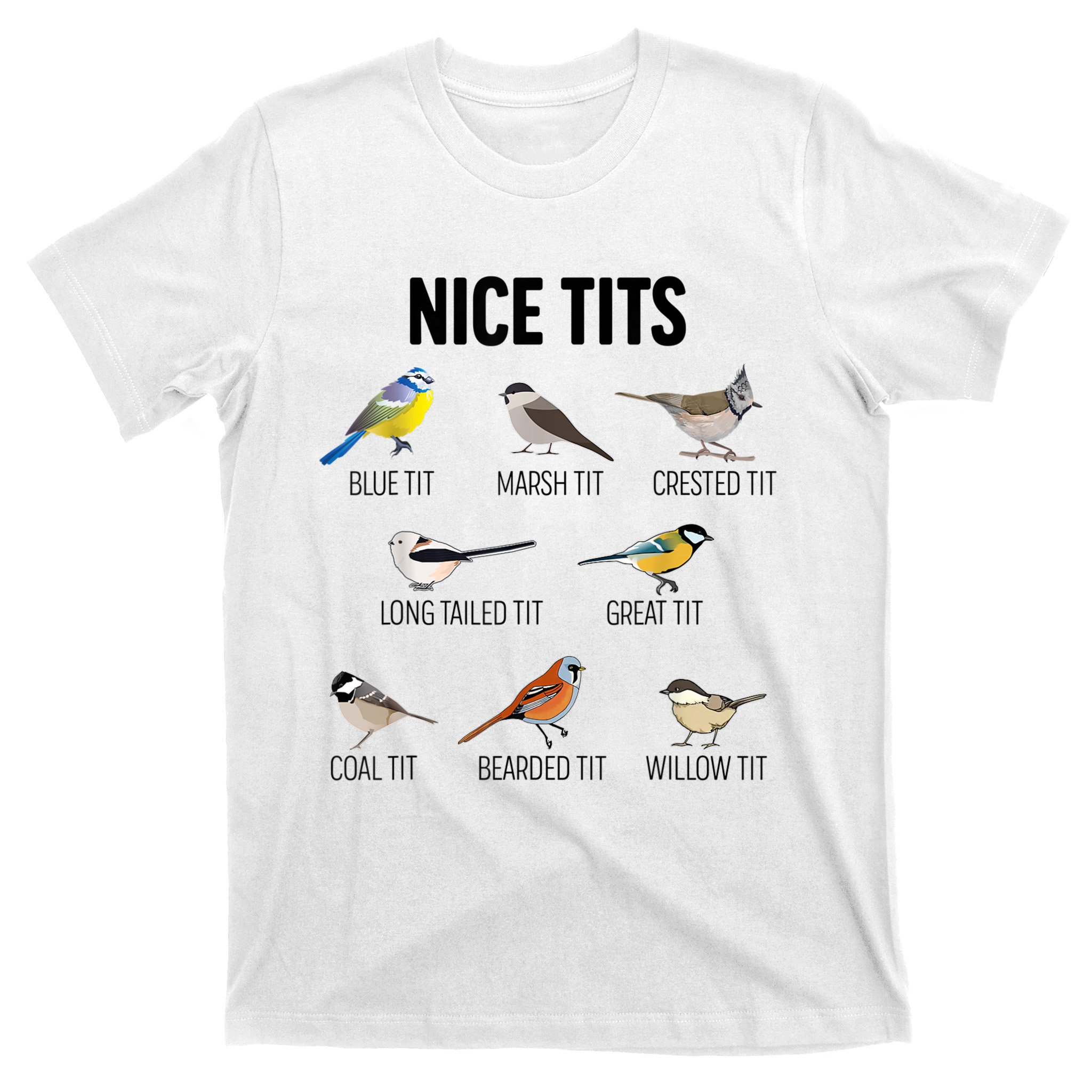 Teeshirtpalace Nice Tits Pun Joke Funny Bird Lover Enthusiast Birdwatcher Kids T-Shirt