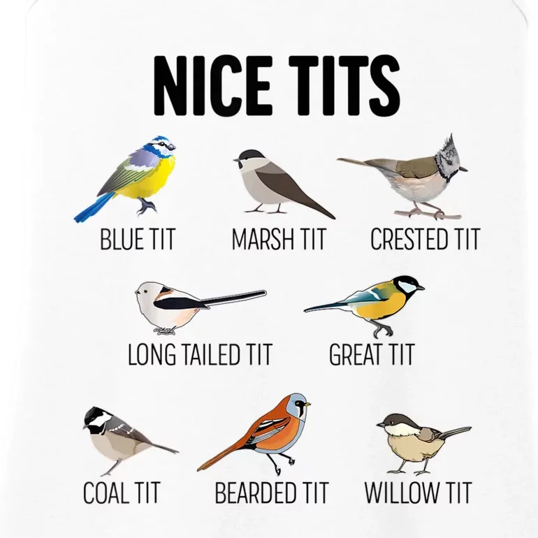 Nice Tits Pun Joke Funny Bird Lover Enthusiast Birdwatcher Ladies Essential Tank