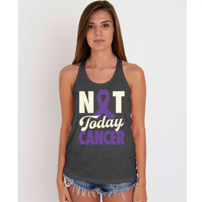 Not Today Pancreatic Cancer Purple Ribbon Awareness Gift Women's Knotted Racerback Tank