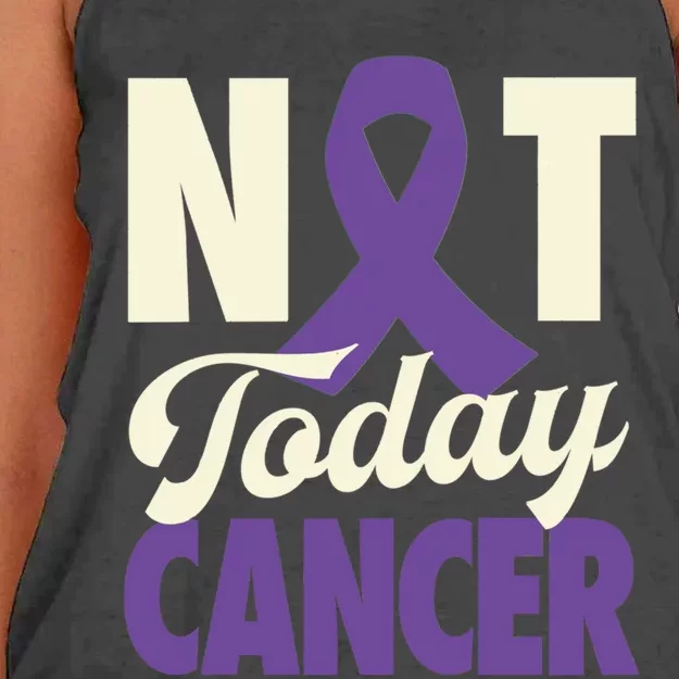 Not Today Pancreatic Cancer Purple Ribbon Awareness Gift Women's Knotted Racerback Tank