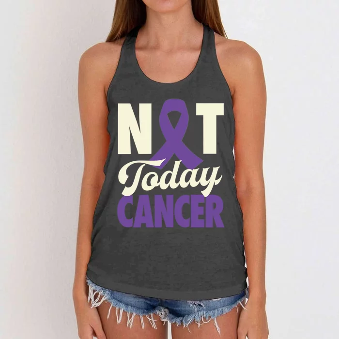 Not Today Pancreatic Cancer Purple Ribbon Awareness Gift Women's Knotted Racerback Tank