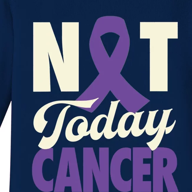 Not Today Pancreatic Cancer Purple Ribbon Awareness Gift Baby Long Sleeve Bodysuit