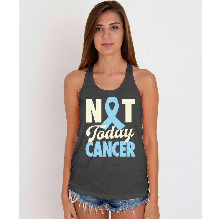 Not Today Prostate Cancer Light Blue Ribbon Awareness Gift Women's Knotted Racerback Tank