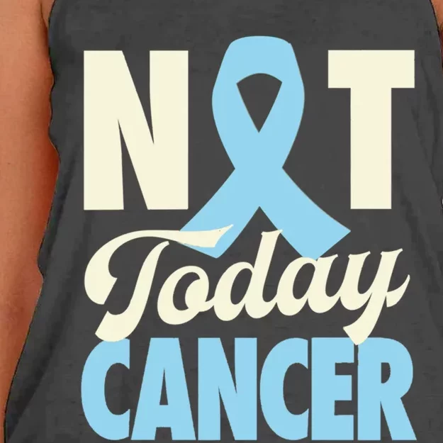 Not Today Prostate Cancer Light Blue Ribbon Awareness Gift Women's Knotted Racerback Tank