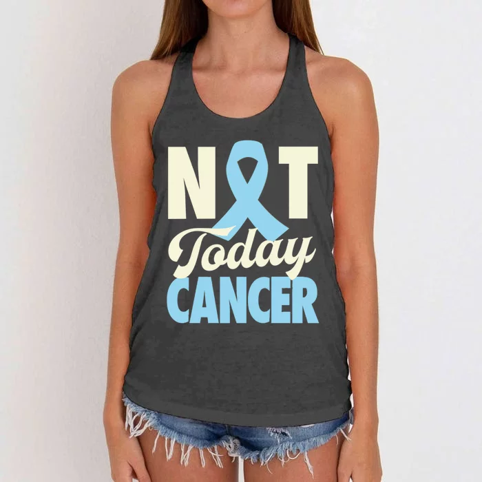 Not Today Prostate Cancer Light Blue Ribbon Awareness Gift Women's Knotted Racerback Tank