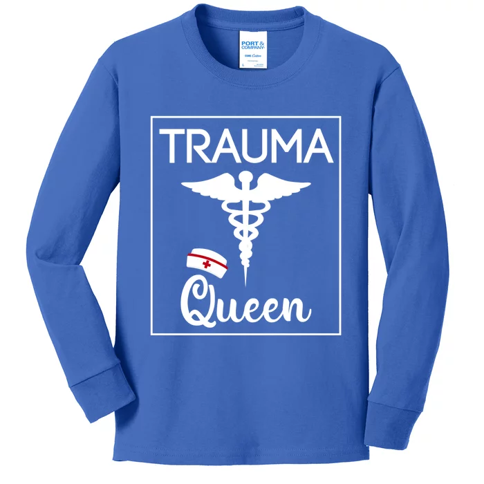 Nurse Trauma Queen Gift Kids Long Sleeve Shirt