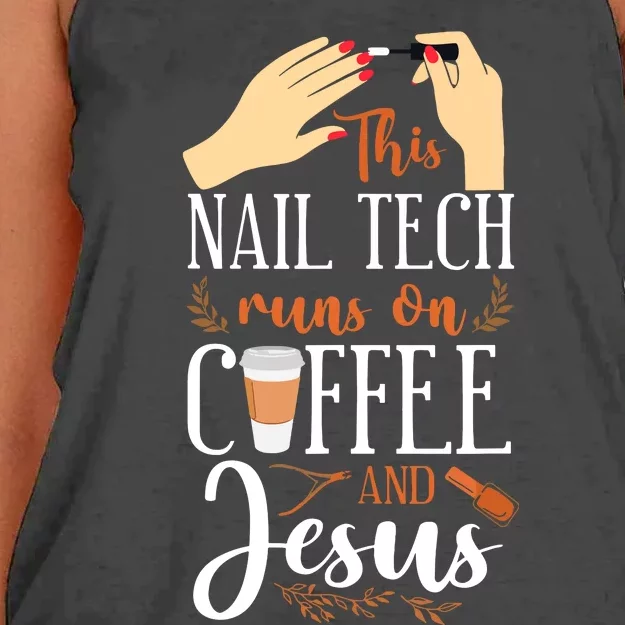 Nail Tech Quote Work Uniform Nail Polish Coffee Jesus Women's Knotted Racerback Tank