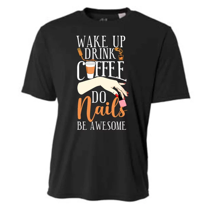 Nail Tech Quote Work Uniform Coffee Nail Polish Cooling Performance Crew T-Shirt