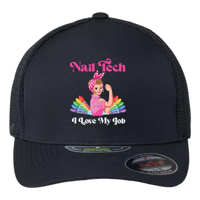 Nail Tech Quote Work Uniform Nail Polish Flexfit Unipanel Trucker Cap