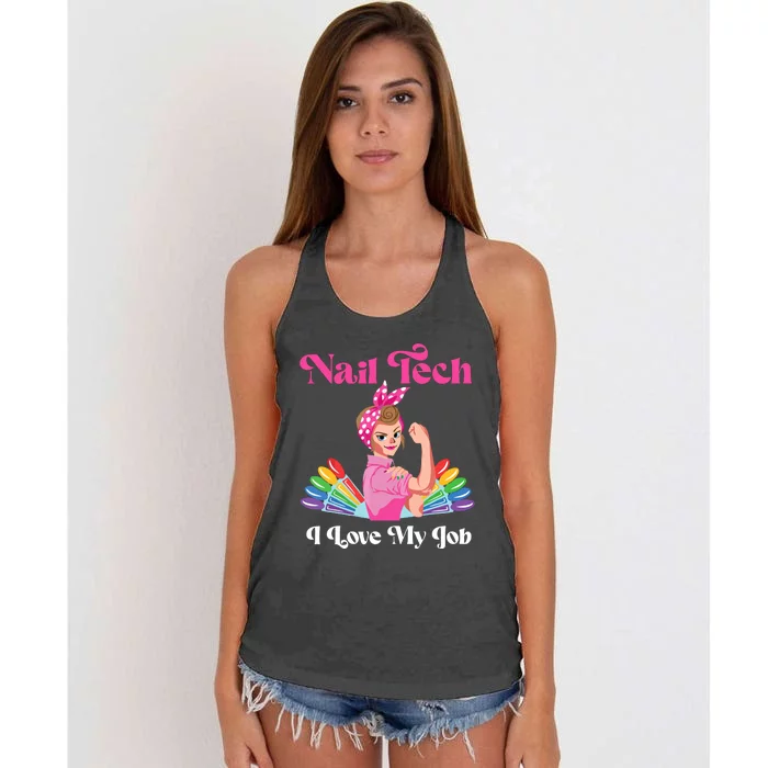 Nail Tech Quote Work Uniform Nail Polish Women's Knotted Racerback Tank