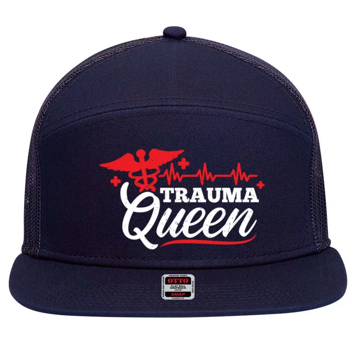 Nurse Trauma Queen Gift 7 Panel Mesh Trucker Snapback Hat