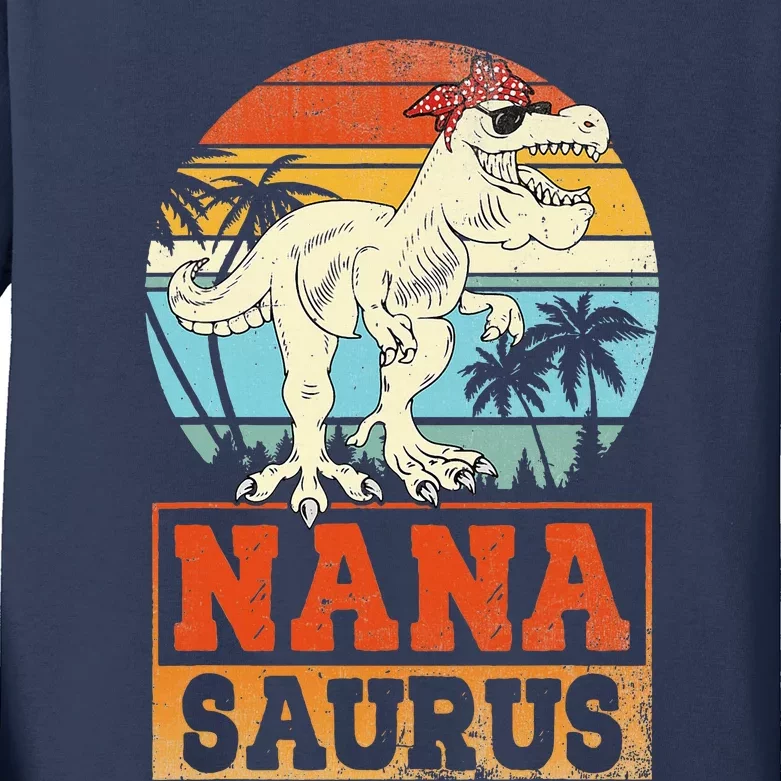 Nanasaurus T Rex Dinosaur Nana Saurus Family Matching Kids Long Sleeve Shirt