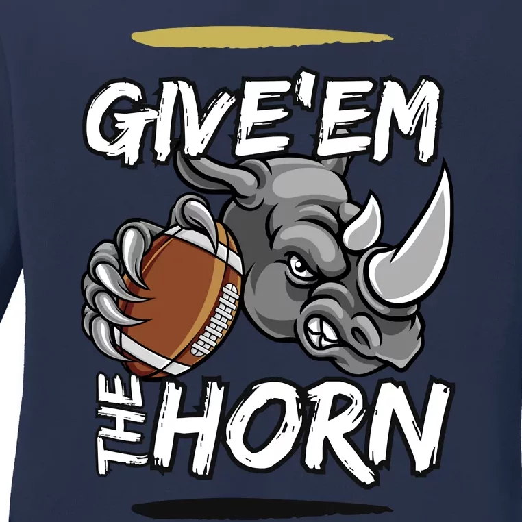 NORTH TEXAS RHINOS GIVE EM THE HORN Ladies Long Sleeve Shirt