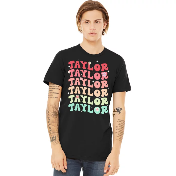 Name T.AYLOR Retro Groovy 80's 70's Colourful Premium T-Shirt