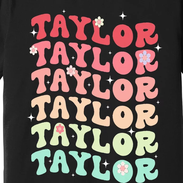 Name T.AYLOR Retro Groovy 80's 70's Colourful Premium T-Shirt