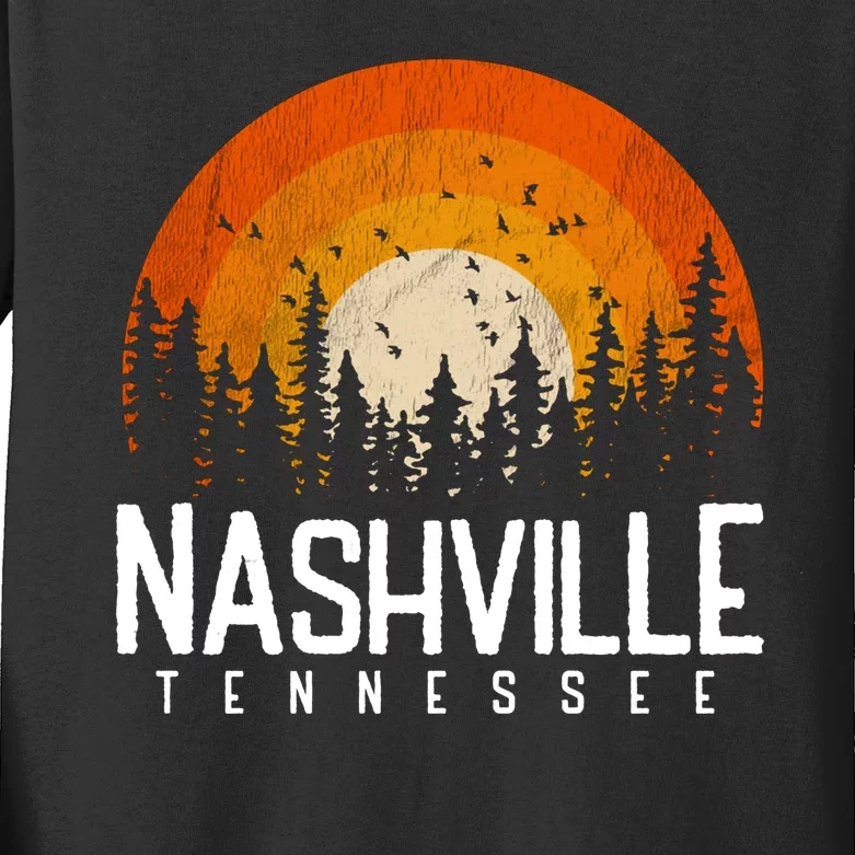 Nashville Tennessee Retro Style 80s Kids Long Sleeve Shirt