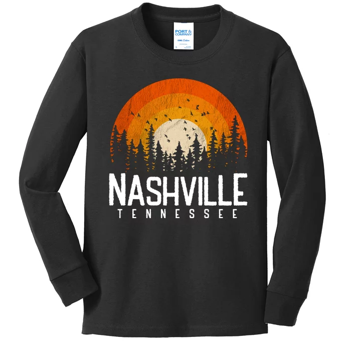 Nashville Tennessee Retro Style 80s Kids Long Sleeve Shirt