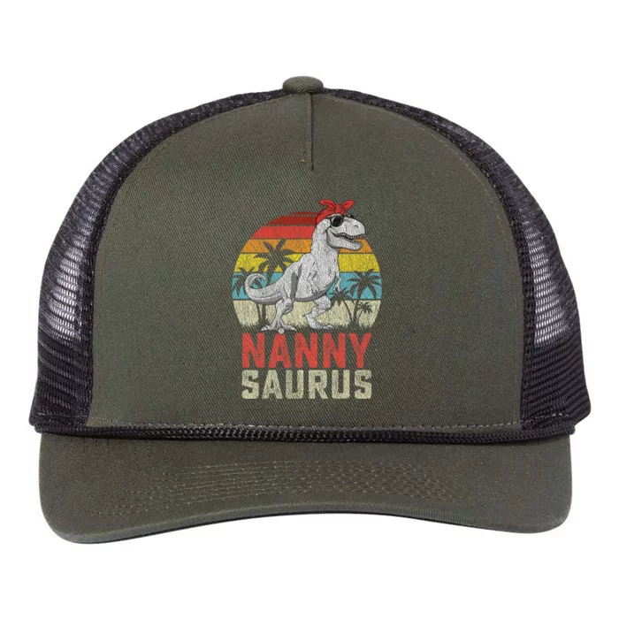 Nannysaurus T Rex Dinosaur Nanny Saurus MotherS Family Retro Rope Trucker Hat Cap