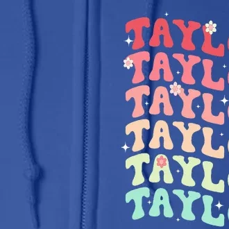 Name T.AYLOR Retro Groovy 80's 70's Colourful Full Zip Hoodie