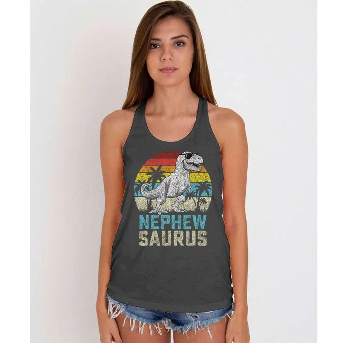 Nephewsaurus T Rex Dinosaur Nephew Saurus FatherS Family Women's Knotted Racerback Tank