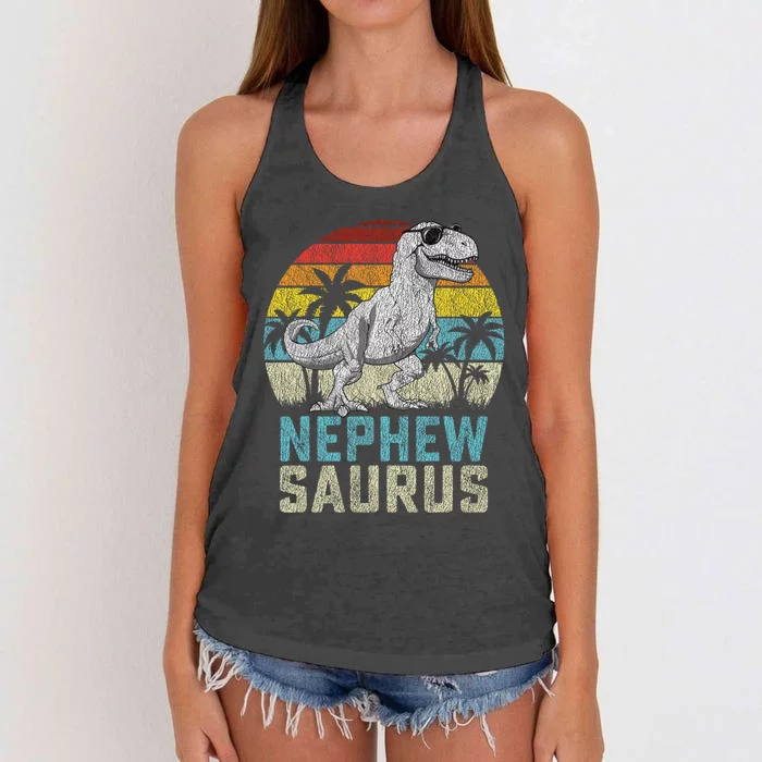 Nephewsaurus T Rex Dinosaur Nephew Saurus FatherS Family Women's Knotted Racerback Tank