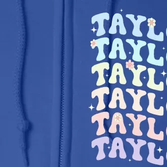 Name T.AYLOR Retro Groovy 80's 70's Colourful Full Zip Hoodie