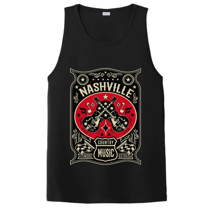 Nashville Tennessee Retro Country Music Vintage Performance Tank