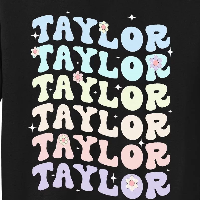 Name T.AYLOR Retro Groovy 80's 70's Colourful Tall Sweatshirt