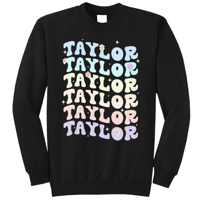 Name T.AYLOR Retro Groovy 80's 70's Colourful Tall Sweatshirt