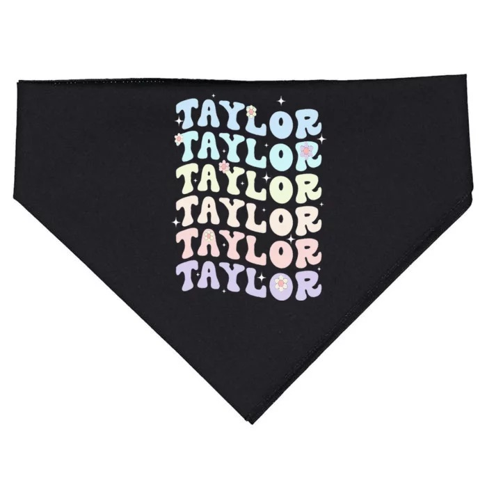 Name T.AYLOR Retro Groovy 80's 70's Colourful USA-Made Doggie Bandana