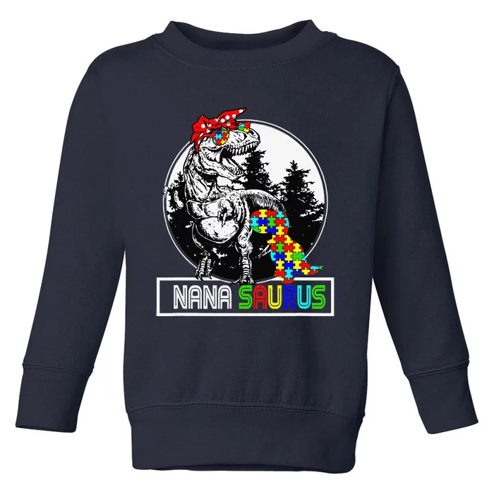 Nanasaurus T Rex Dinosaur Nana Saurus Autism Awareness Toddler Sweatshirt