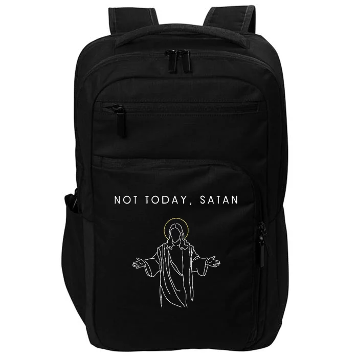 Not Today Satan Jesus Halo Illustration Minimalist Impact Tech Backpack