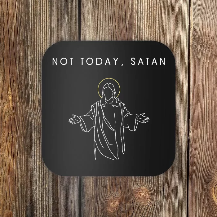 Not Today Satan Jesus Halo Illustration Minimalist Coaster