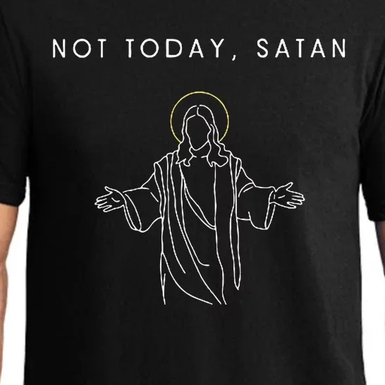 Not Today Satan Jesus Halo Illustration Minimalist Pajama Set