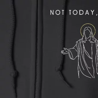 Not Today Satan Jesus Halo Illustration Minimalist Full Zip Hoodie