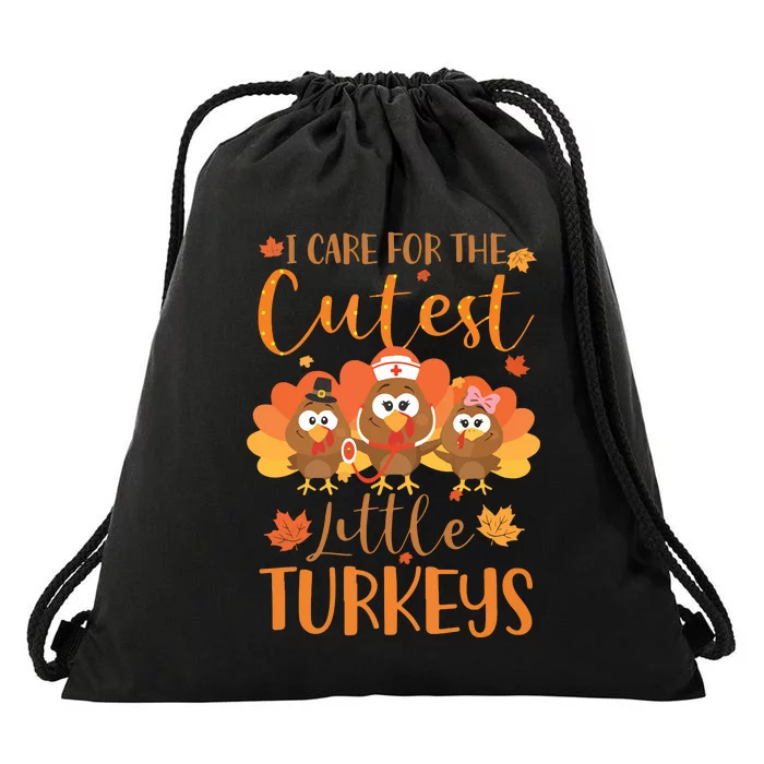 Nurse Turkey Sweatshirt Fall Nurse Gift Thanksgiving Nurse Drawstring Bag