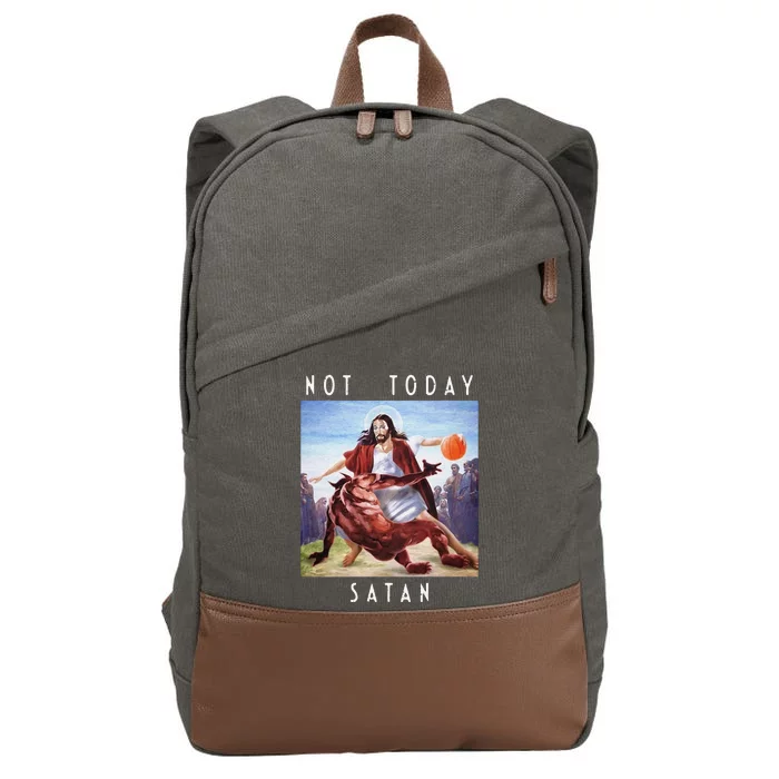 Not Today Satan Jesus Vs Satan In Basketball Cotton Canvas Backpack