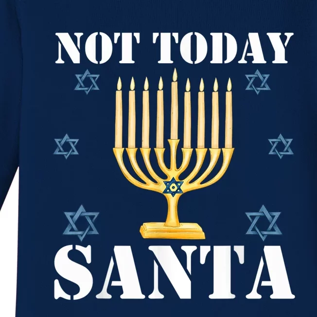 Not Today Santa Jewish Holiday Festival Funny Hanukkah Baby Long Sleeve Bodysuit