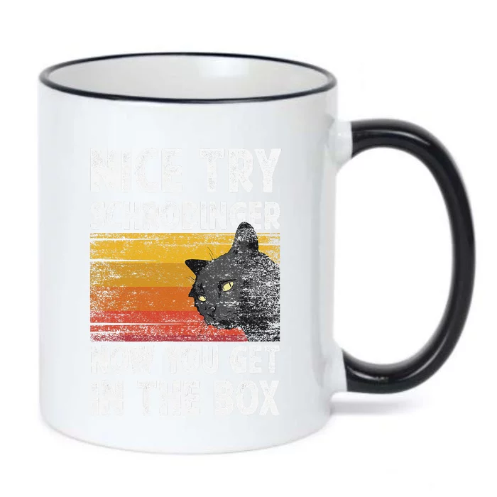 Nice Try Schrodinger Now You Get In The Box Black Cat Black Color Changing Mug