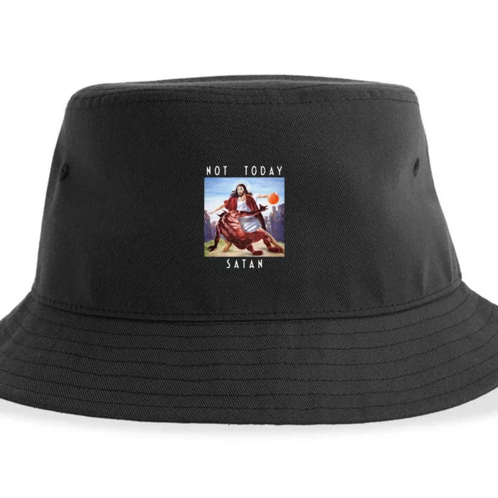 Not Today Satan Jesus Vs Satan In Basketball Sustainable Bucket Hat