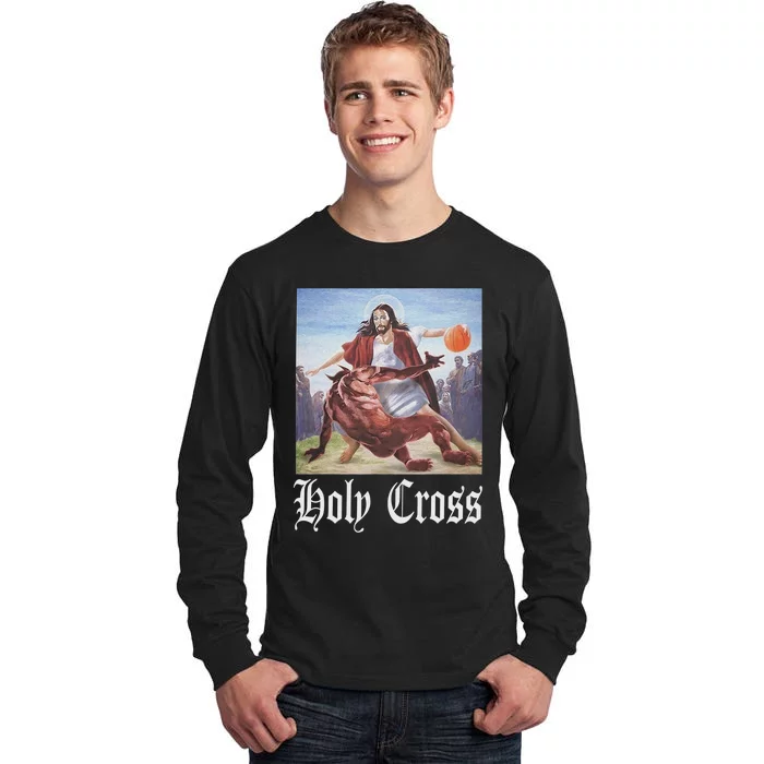 Not Today Satan Jesus Crossover Basketball Holy Cross Tall Long Sleeve T-Shirt