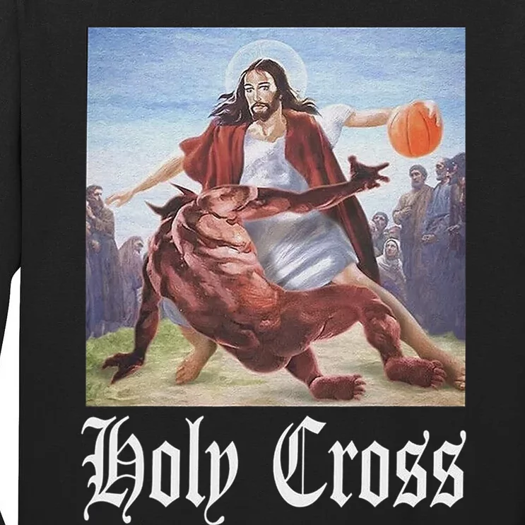 Not Today Satan Jesus Crossover Basketball Holy Cross Tall Long Sleeve T-Shirt