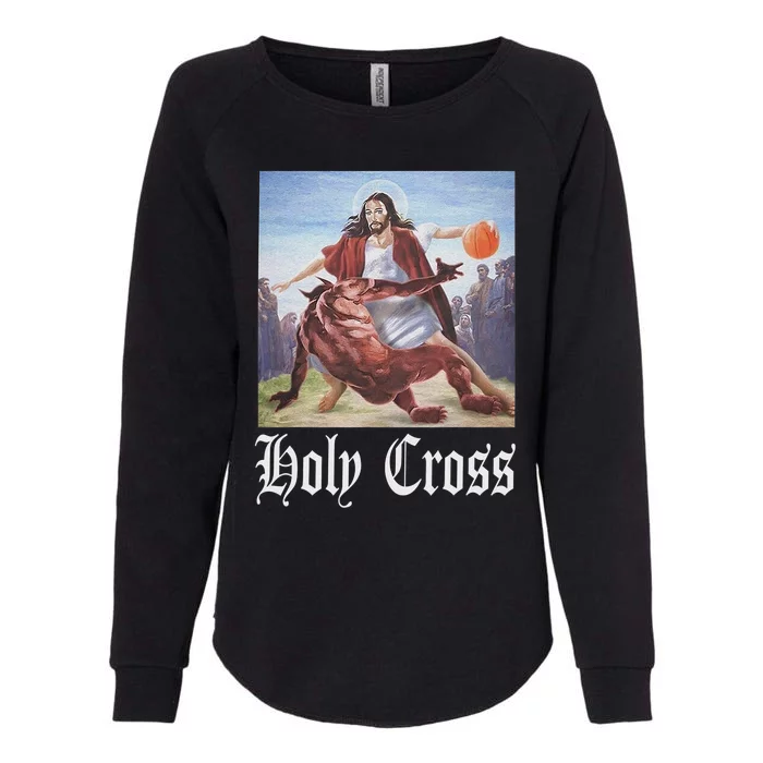 Not Today Satan Jesus Crossover Basketball Holy Cross Womens California Wash Sweatshirt