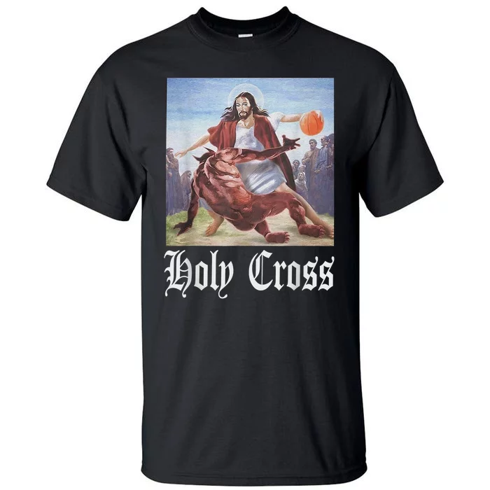 Not Today Satan Jesus Crossover Basketball Holy Cross Tall T-Shirt