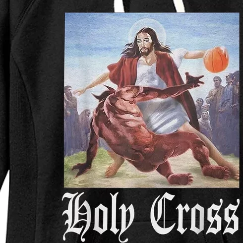 Not Today Satan Jesus Crossover Basketball Holy Cross Women's Fleece Hoodie