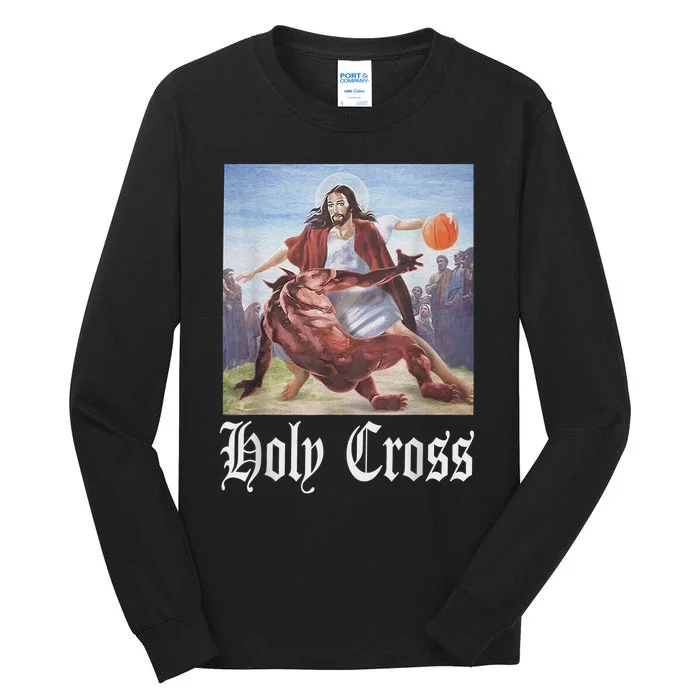 Not Today Satan Jesus Crossover Basketball Holy Cross Tall Long Sleeve  T-Shirt